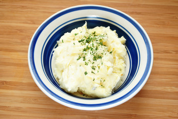 Mashed Potatoes with Herbs in a Bowl