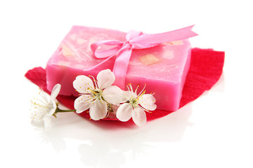 Natural handmade soap, isolated on white
