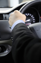 Business Man Driving A Card