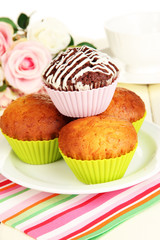 Sweet cupcakes close up