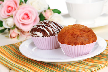 Sweet cupcakes close up