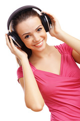 Naklejka premium Happy smiling girl dancing