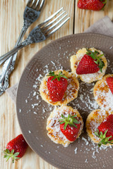 cheese pancakes with strawberries