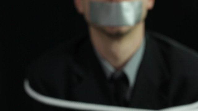 Frightened kidnapped hostage