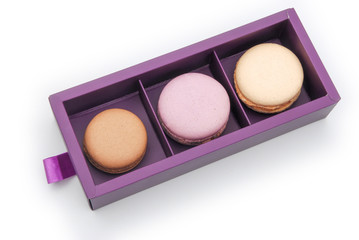 gift box packaging of macaroons with clipping path