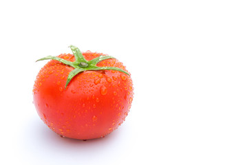 fresh tomatoes on white with copy space