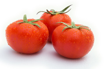 fresh tomatoes on a white background