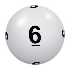 Loto, boule blanche numéro 6