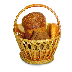 basket with fresh bread isolate