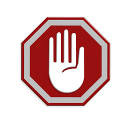 Obraz premium Hand right Stop Sign, mesh isolate on white background