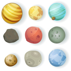 Fototapeta premium Cartoon Planets Set