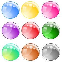 Collection of 3D glossy spheres or buttons