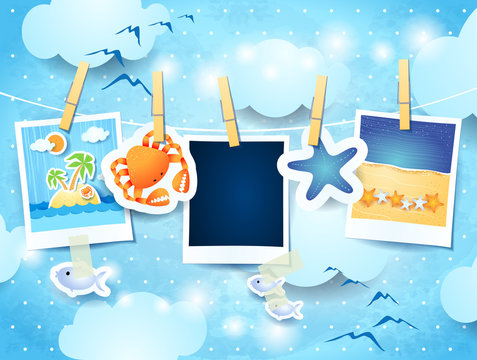 Holidays background with photo frames