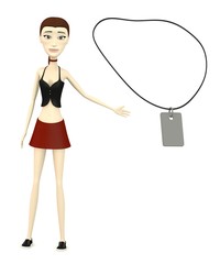 3d render of cartoon character with necklace