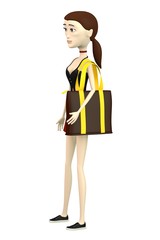 3d render of cartoon character with shopping bag
