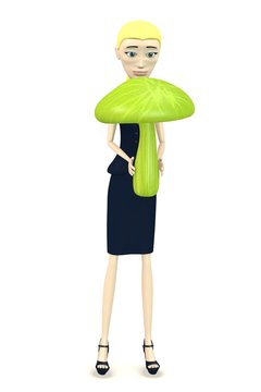 3d render of cartoon character with green shroom
