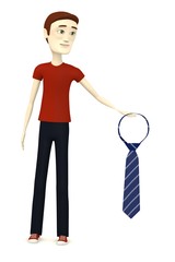 3d render of cartoon character with tie
