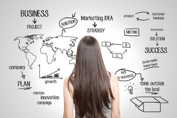 Young woman standing in front of a white board