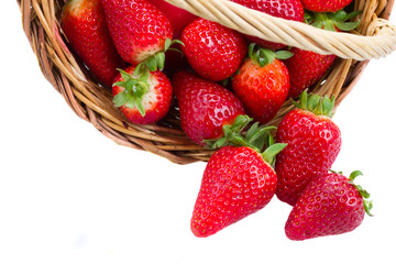 red strawberry in basket
