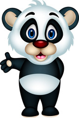 vector illustration of cute panda cartoon posing