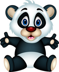 vector illustration of cute panda cartoon posing