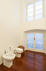 Fototapeta na wymiar Interior hotel room, detail bathroom, bidet and toilet