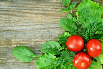 Composition of vegetables in a corner