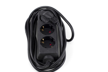 electric extension cord isolated on white