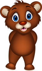 Naklejka premium cute baby brown bear cartoon posing