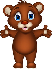 cute baby brown bear cartoon posing
