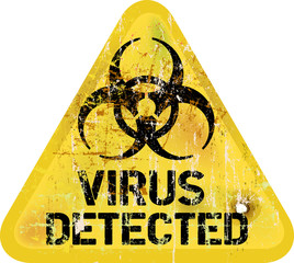Computer virus alert, grungy sign, vector - obrazy, fototapety, plakaty