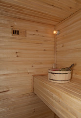 Fototapeta na wymiar Sauna, ła¼nia parowa, dąb miotła w wannie