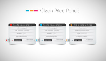 Web price shop panel with space for text and buy now button