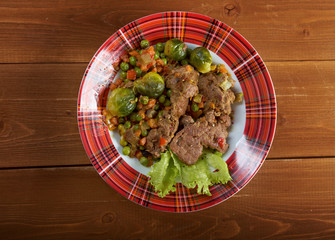 vegetables with spices and mincemeat