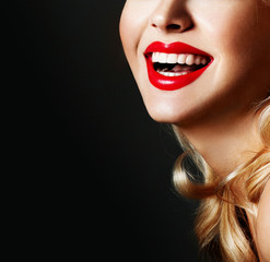 Beautiful female lips with red lipstick