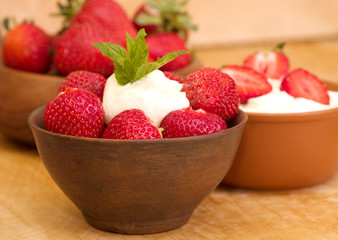 fresh strawberry with whipped cream
