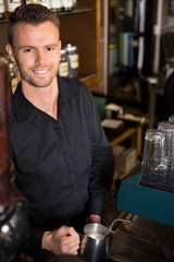 Handsome Young Bartender Working At Cafe