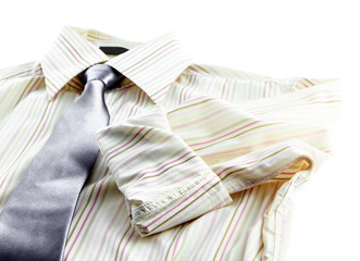 man's shirt and tie isolated on white background
