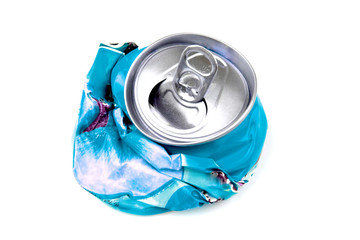 Crushed drink can