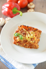 Lasagne mit Paprika,Pilzen und Sojahack