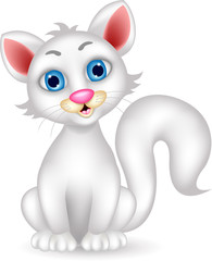cute fluffy white Cat cartoon