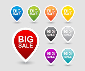 Colorful sale tags icon set