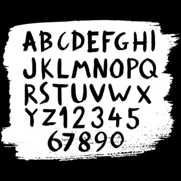 hand drawn alphabet with numbet,grunge style,texture background