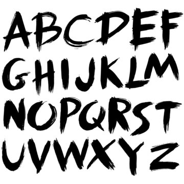 Fototapeta hand drawn font,brush stroke alphabet,grunge style