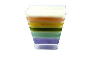 Close-up colorful jelly in cup