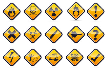 Danger round corner warning sign set