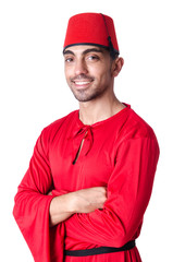 Man in traditional turkish hat and dress