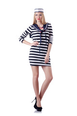 Woman sailor isolated on the white background