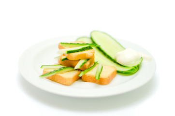 cucumber toast on a plate