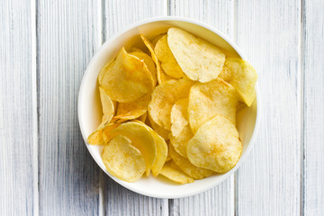 crispy potato chips in bolw
